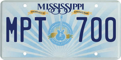 MS license plate MPT700