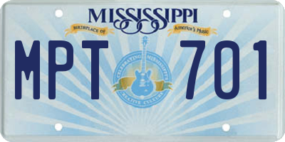 MS license plate MPT701
