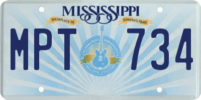 MS license plate MPT734