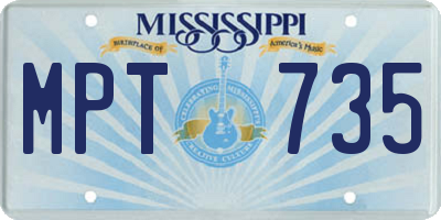 MS license plate MPT735