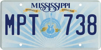 MS license plate MPT738