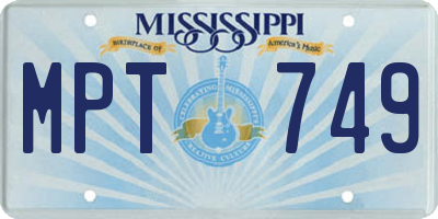 MS license plate MPT749