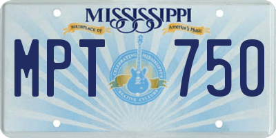 MS license plate MPT750
