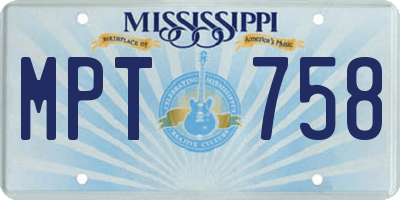 MS license plate MPT758