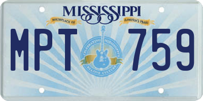 MS license plate MPT759
