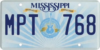 MS license plate MPT768