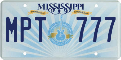 MS license plate MPT777