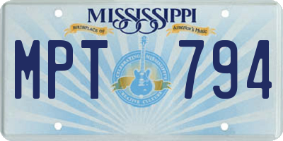 MS license plate MPT794
