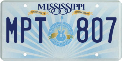 MS license plate MPT807
