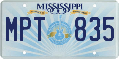 MS license plate MPT835