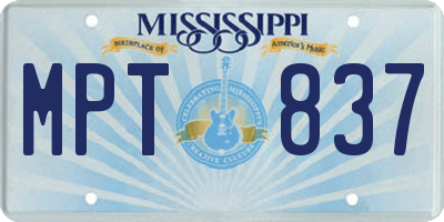 MS license plate MPT837