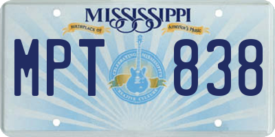 MS license plate MPT838
