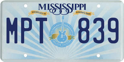 MS license plate MPT839