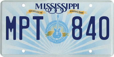 MS license plate MPT840
