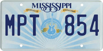 MS license plate MPT854