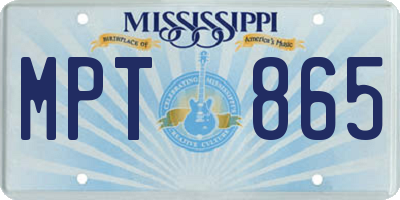 MS license plate MPT865