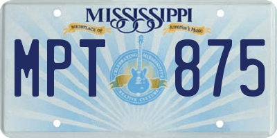 MS license plate MPT875