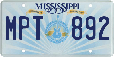 MS license plate MPT892