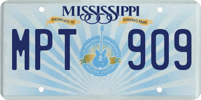 MS license plate MPT909