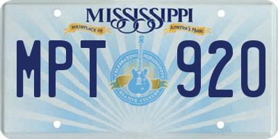 MS license plate MPT920