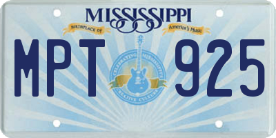 MS license plate MPT925