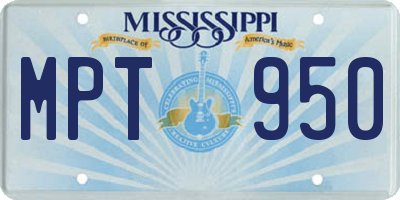 MS license plate MPT950
