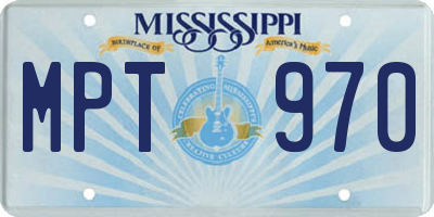 MS license plate MPT970
