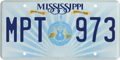 MS license plate MPT973