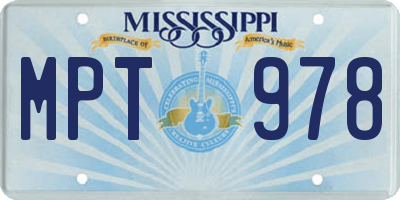 MS license plate MPT978