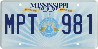 MS license plate MPT981