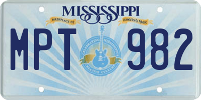 MS license plate MPT982