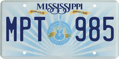 MS license plate MPT985