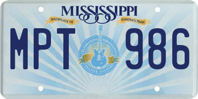 MS license plate MPT986