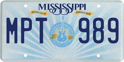 MS license plate MPT989