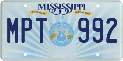 MS license plate MPT992