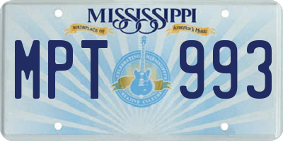 MS license plate MPT993