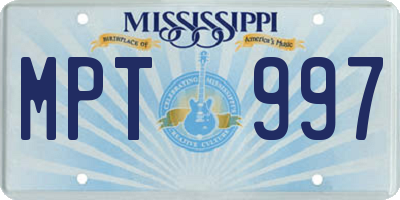 MS license plate MPT997