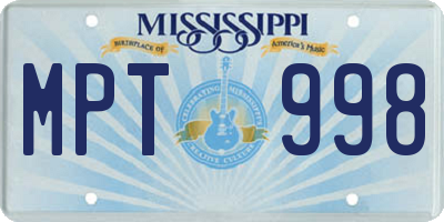 MS license plate MPT998