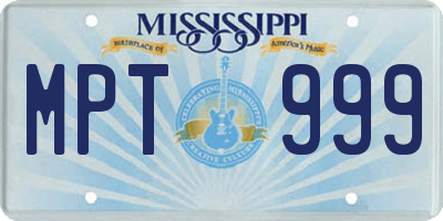 MS license plate MPT999