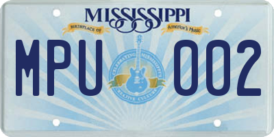 MS license plate MPU002