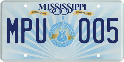 MS license plate MPU005