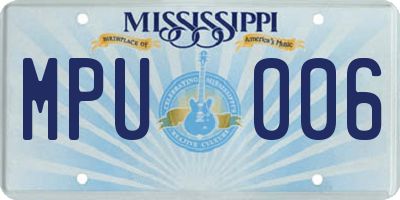 MS license plate MPU006