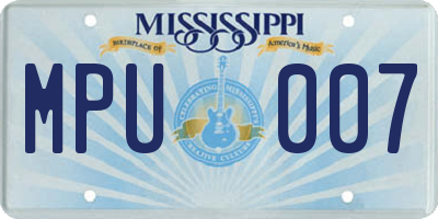 MS license plate MPU007