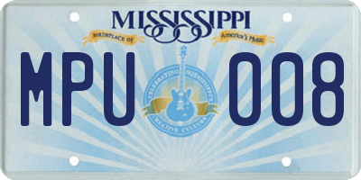 MS license plate MPU008