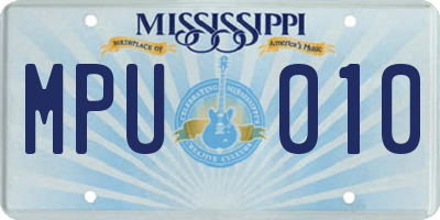 MS license plate MPU010