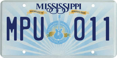 MS license plate MPU011
