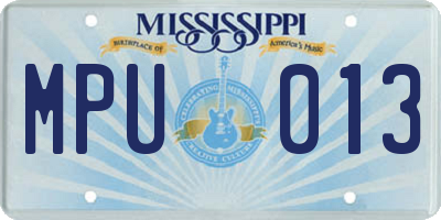 MS license plate MPU013