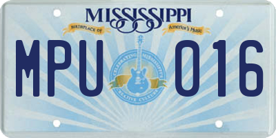 MS license plate MPU016