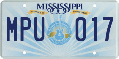 MS license plate MPU017