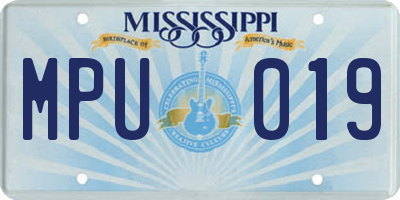 MS license plate MPU019